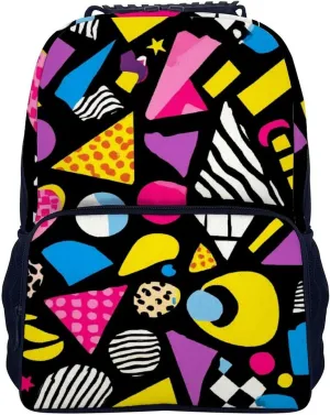 Supdreamc Rucksack Anti-Theft Multipurpose Large Capacity Carry On Bag - Black Retro 80S 90S Travel Hiking Bag & Day Pack With Side Pockets