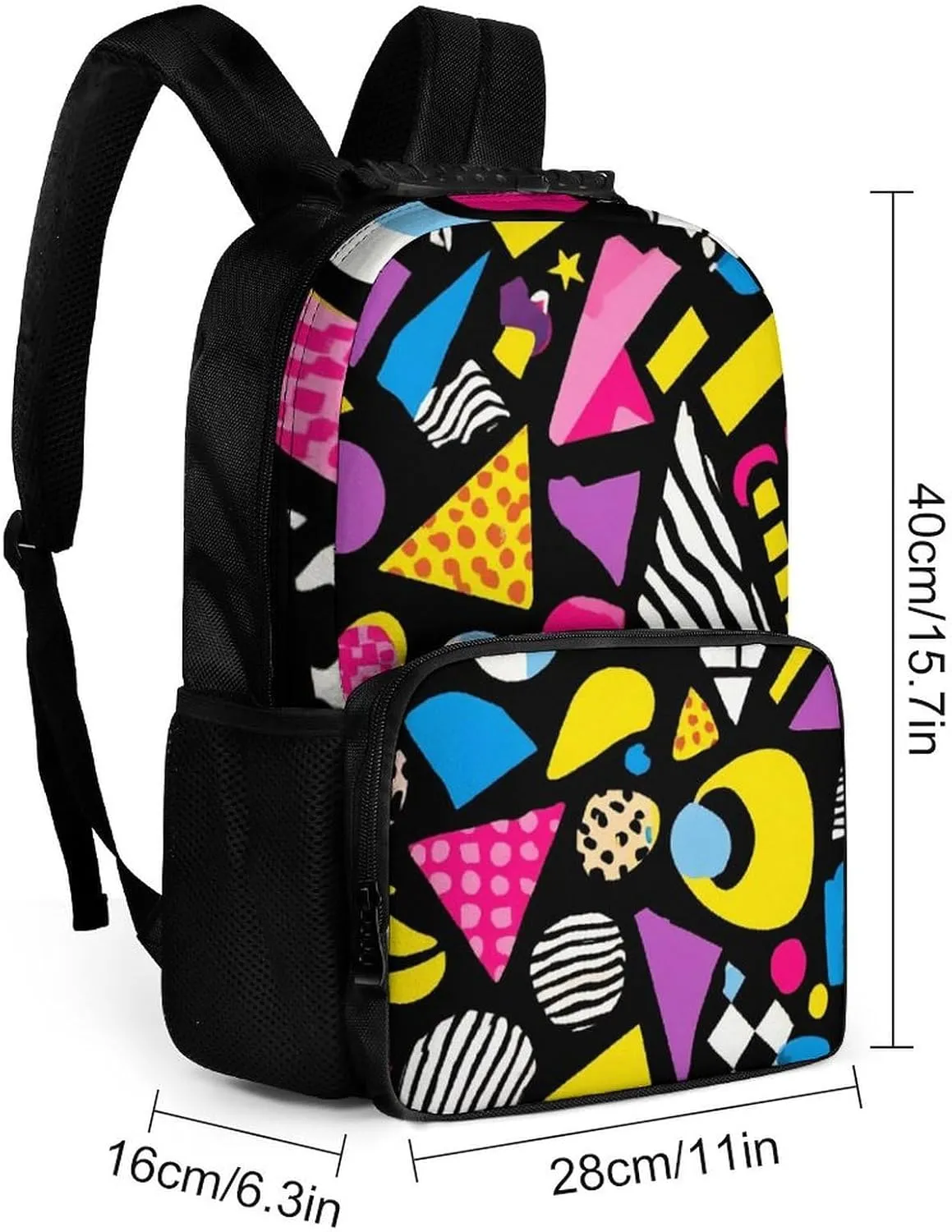 Supdreamc Rucksack Anti-Theft Multipurpose Large Capacity Carry On Bag - Black Retro 80S 90S Travel Hiking Bag & Day Pack With Side Pockets