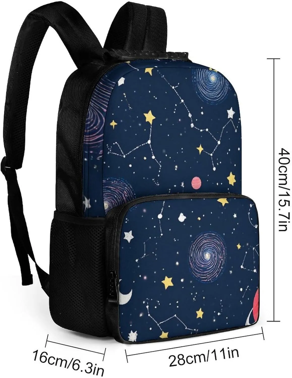 Supdreamc Shoulder Book Bags Anti-Theft Multipurpose Big Capacity Bookbag - Space Galaxy Constellation Zodiac Starry Night Stars Travel Hiking Backpack With Smooth Zippers