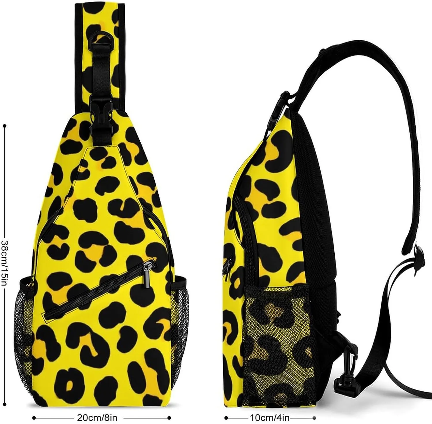 Supdreamc Ultra Lightweight Sling Bag Backpack Chest Day Bag Multipurpose Anti-Theft Backpacking for Outdoor Cycling Hiking Travel, Tool Backpack (Animal Skin Cheetah Leopard Leather Print Yellow)