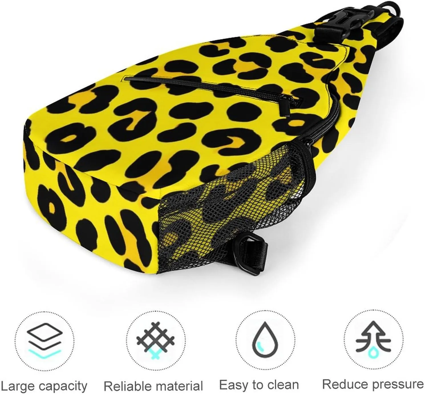 Supdreamc Ultra Lightweight Sling Bag Backpack Chest Day Bag Multipurpose Anti-Theft Backpacking for Outdoor Cycling Hiking Travel, Tool Backpack (Animal Skin Cheetah Leopard Leather Print Yellow)