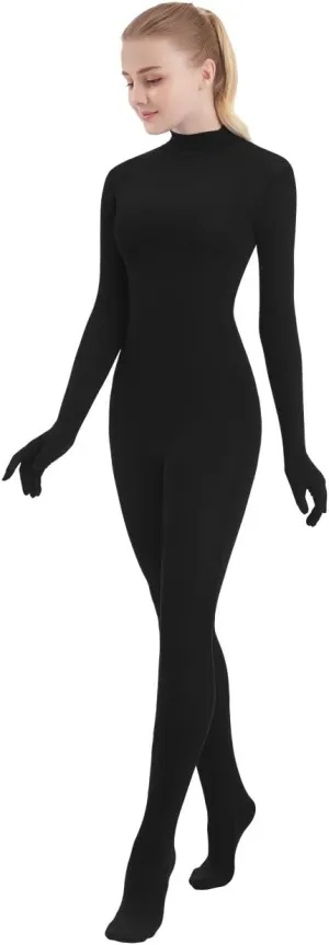 SUPRNOWA Full Body Unitard Turtleneck Spandex Footed/Footless Long Sleeve Unisex