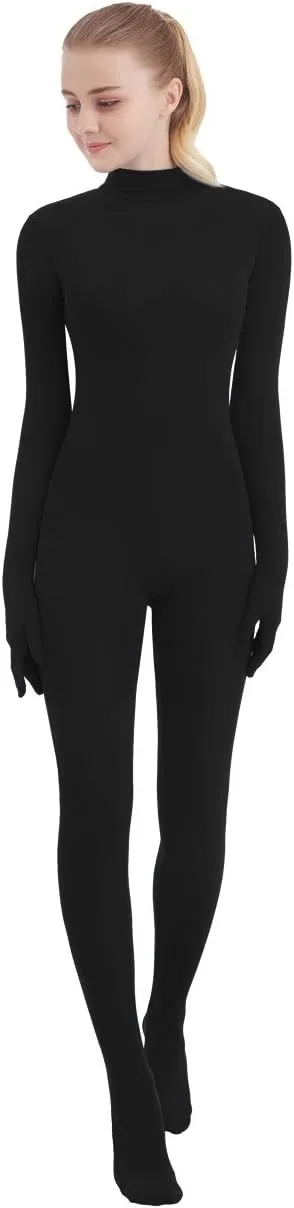 SUPRNOWA Full Body Unitard Turtleneck Spandex Footed/Footless Long Sleeve Unisex