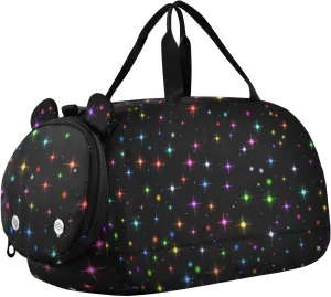 susiyo Small Duffle Bag Colorful Christmas Sparks and Stars Kids Duffle Bag for Boys Girls Dance Bag Gym Bag