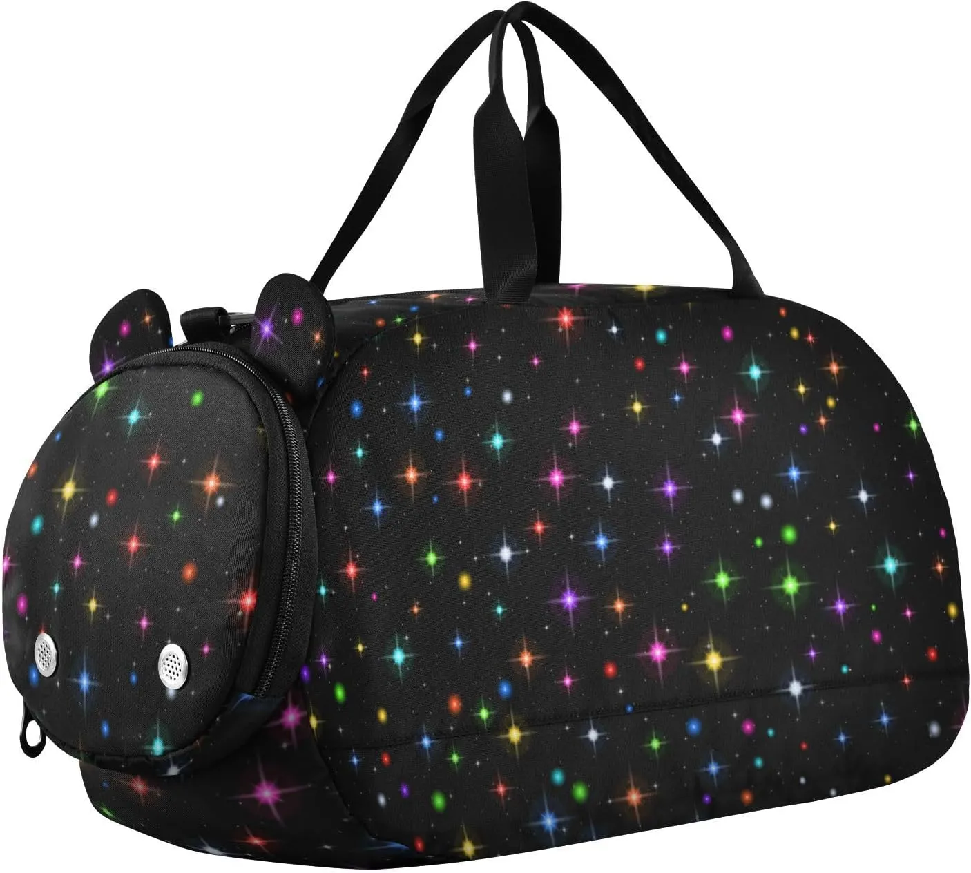 susiyo Small Duffle Bag Colorful Christmas Sparks and Stars Kids Duffle Bag for Boys Girls Dance Bag Gym Bag