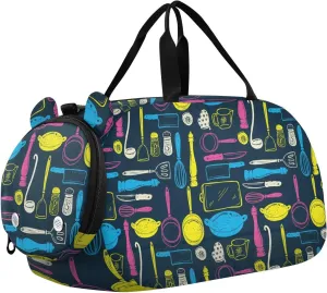 susiyo Small Duffle Bag Kitchen Utensils Seamless Kids Duffle Bag for Boys Girls Dance Bag Gym Bag