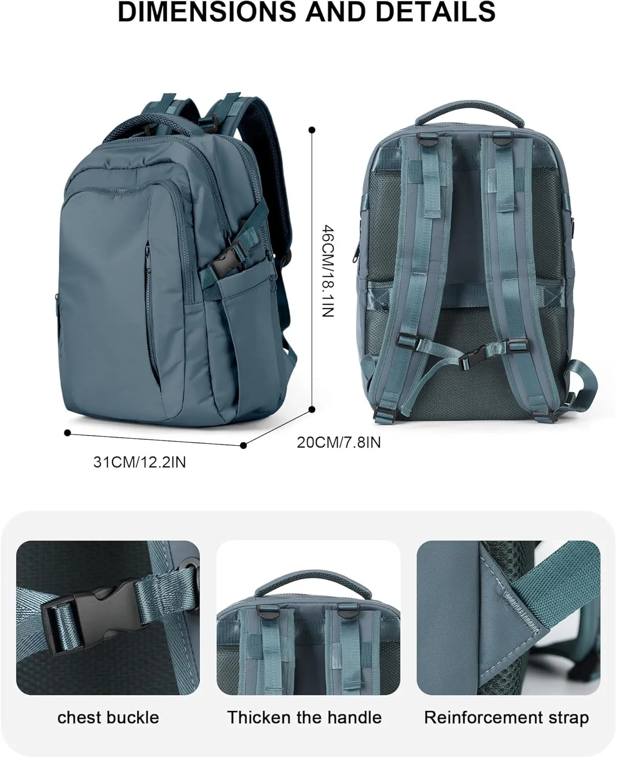 suwasp Large Travel Backpack for Women Men Airline Approved Carry On Personal Item Backpack Bag Frontier Airlines Personal Item Bag Flight Approved Luggage Backpack - Blue