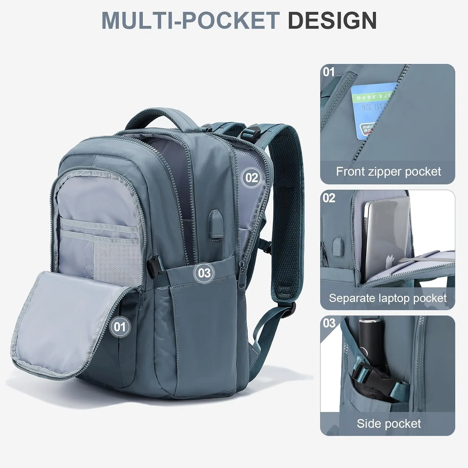 suwasp Large Travel Backpack for Women Men Airline Approved Carry On Personal Item Backpack Bag Frontier Airlines Personal Item Bag Flight Approved Luggage Backpack - Blue