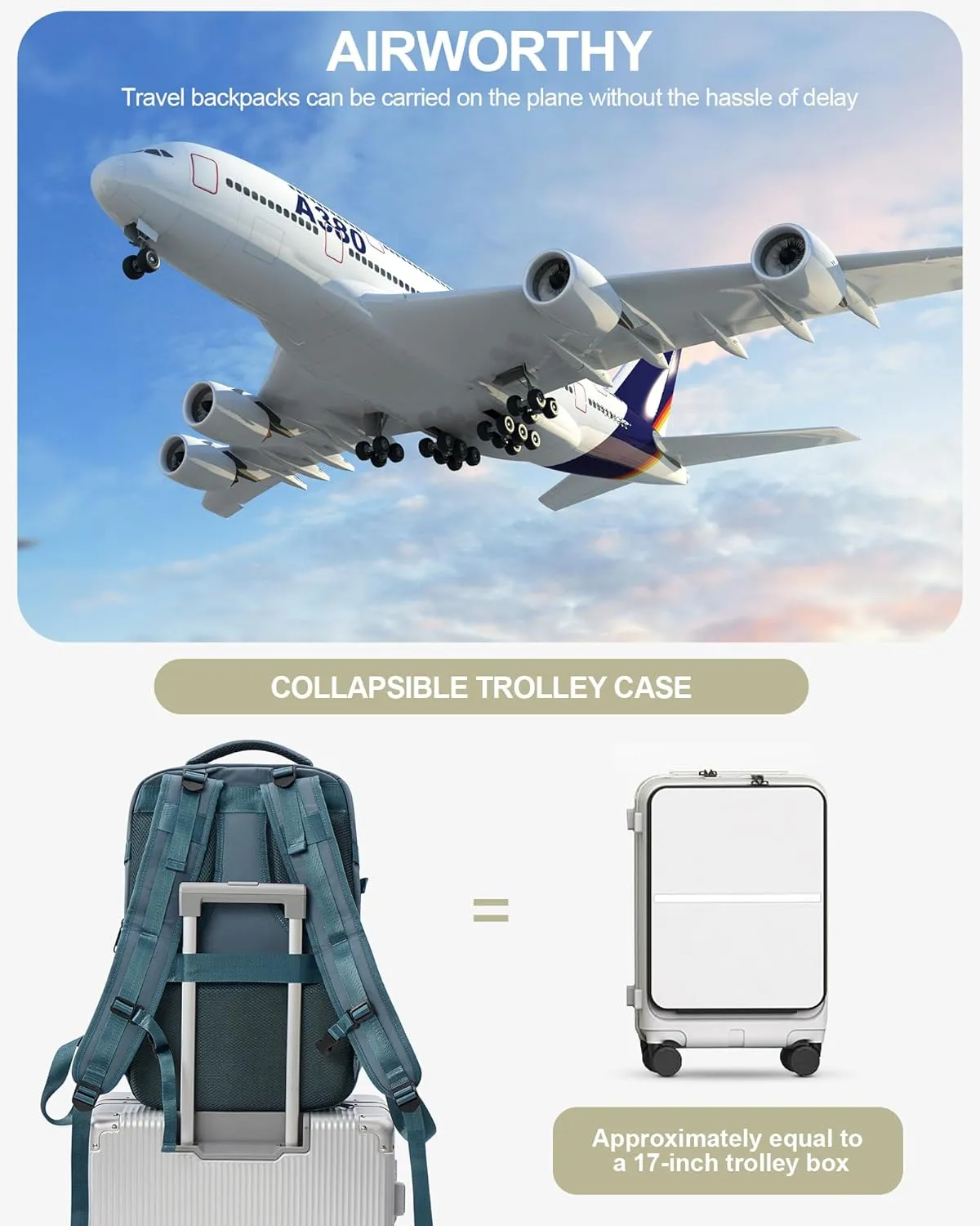 suwasp Large Travel Backpack for Women Men Airline Approved Carry On Personal Item Backpack Bag Frontier Airlines Personal Item Bag Flight Approved Luggage Backpack - Blue