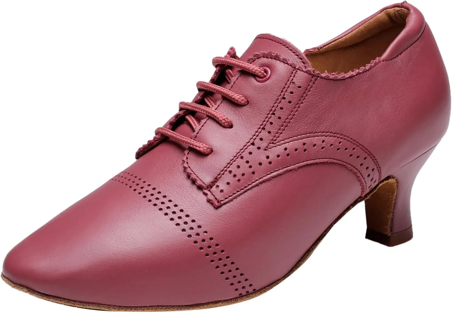 SWDZM Leather Ballroom Dance Practice Shoes for Women Closed Toe Modern Salsa Rhythm Teaching Shoes