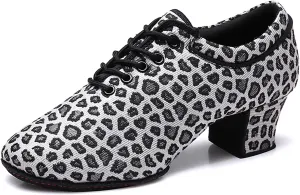 SWDZM Men&Women Ballroom Dance Shoes Low Heel Lace up Latin Salsa Practice Dancing Shoes