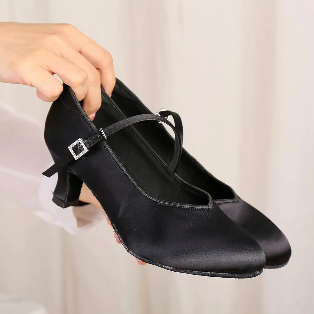 SWDZM Women Ballroom Dance Shoes Closed Toe Latin Salsa Walts Tango Character Dancing Shoes