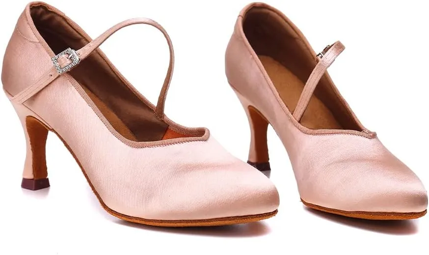 SWDZM Women Ballroom Dance Shoes Closed Toe Latin Salsa Walts Tango Character Dancing Shoes