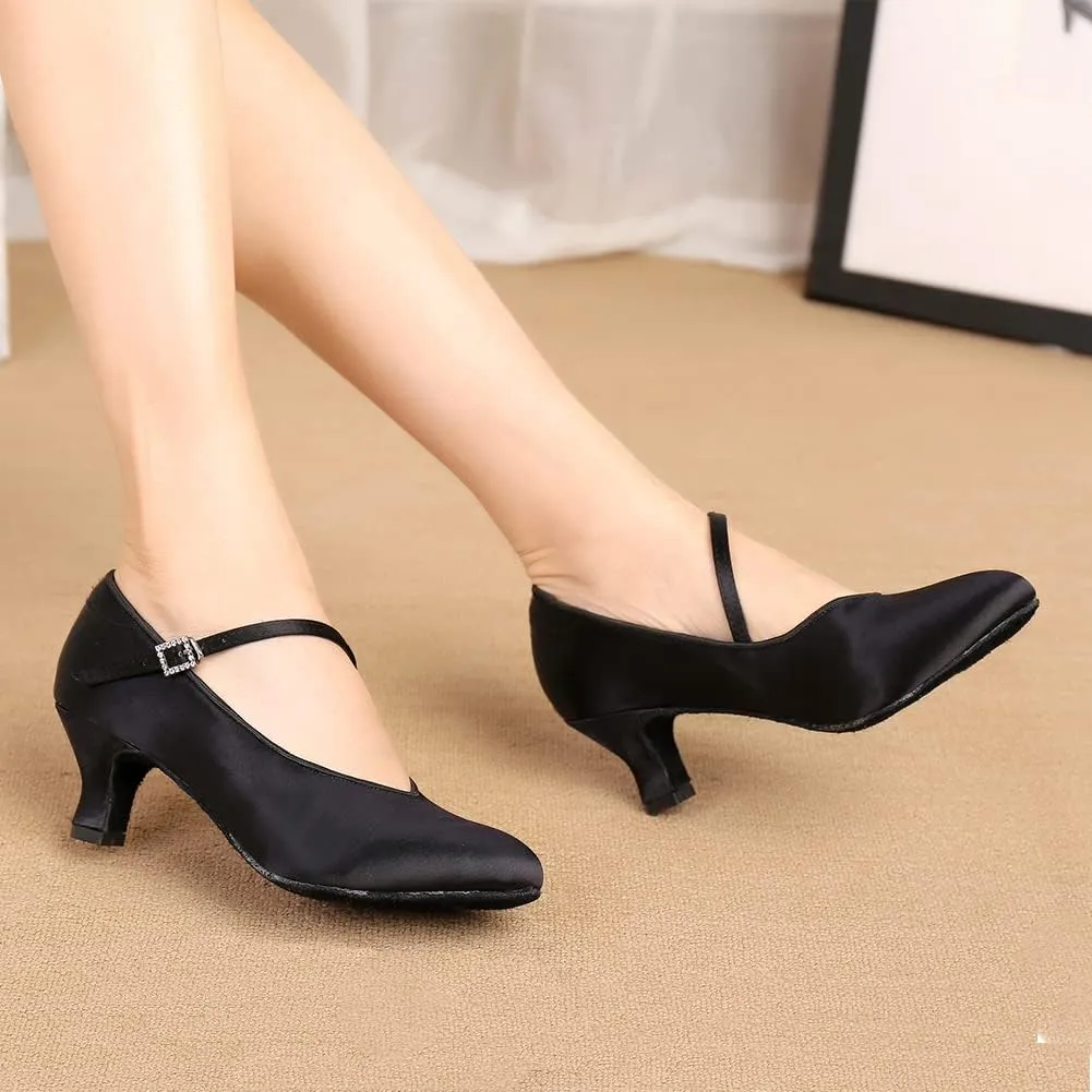 SWDZM Women Ballroom Dance Shoes Closed Toe Latin Salsa Walts Tango Character Dancing Shoes