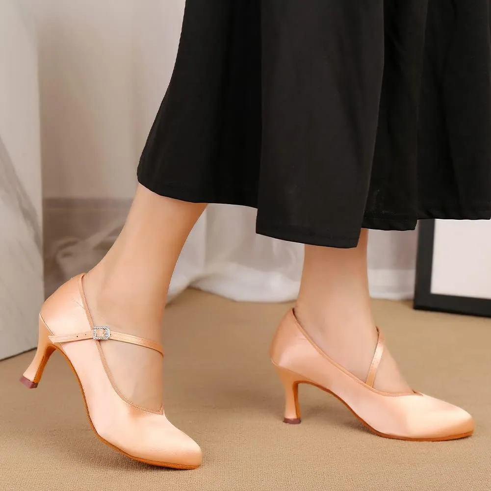 SWDZM Women Ballroom Dance Shoes Closed Toe Latin Salsa Walts Tango Character Dancing Shoes