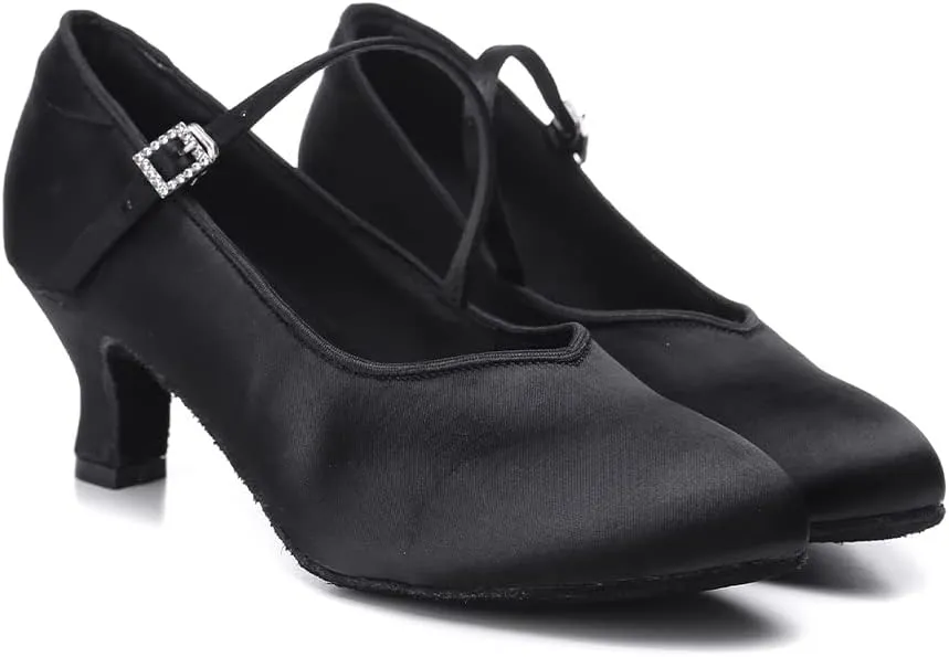 SWDZM Women Ballroom Dance Shoes Closed Toe Latin Salsa Walts Tango Character Dancing Shoes