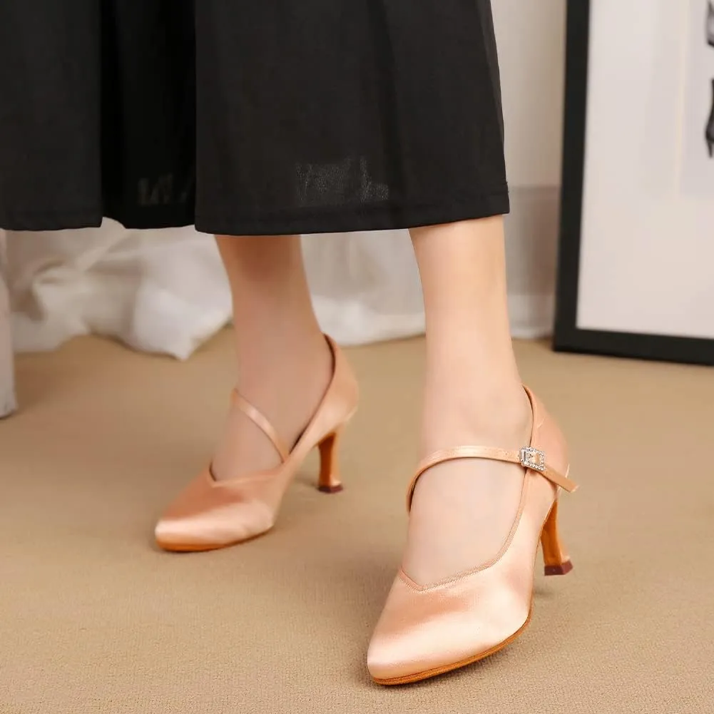 SWDZM Women Ballroom Dance Shoes Closed Toe Latin Salsa Walts Tango Character Dancing Shoes