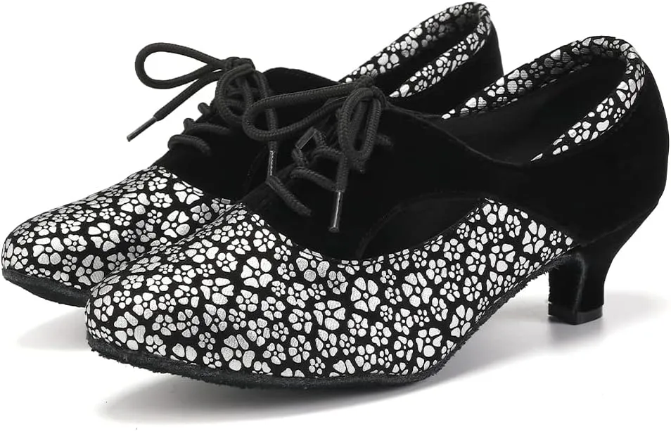 SWDZM Women Latin Dance Shoes Closed Toe Lace-up Ballroom Salsa Tango Teacher Practice Performance Dance Shoes,Model-KU-JT