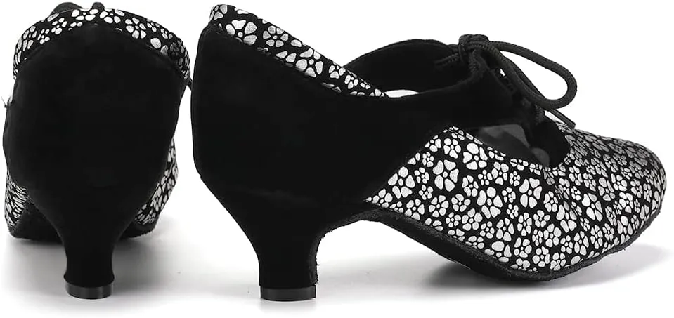 SWDZM Women Latin Dance Shoes Closed Toe Lace-up Ballroom Salsa Tango Teacher Practice Performance Dance Shoes,Model-KU-JT