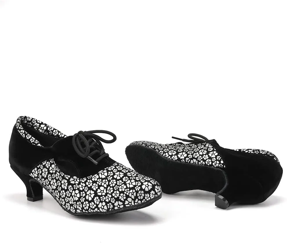 SWDZM Women Latin Dance Shoes Closed Toe Lace-up Ballroom Salsa Tango Teacher Practice Performance Dance Shoes,Model-KU-JT