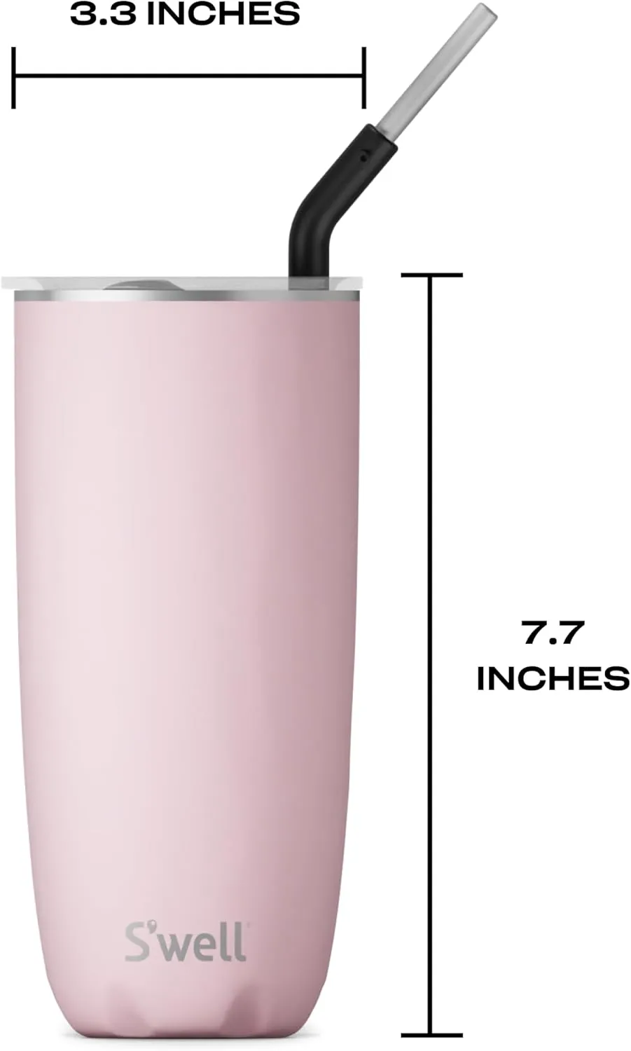 S'well Stainless Steel Tumbler with Straw and Slide-Open Lid, 24oz, Pink Topaz, Triple Layered Vacuum Insulated Containers Keeps Drinks Cold for 18 Hours and Hot for 5, BPA Free