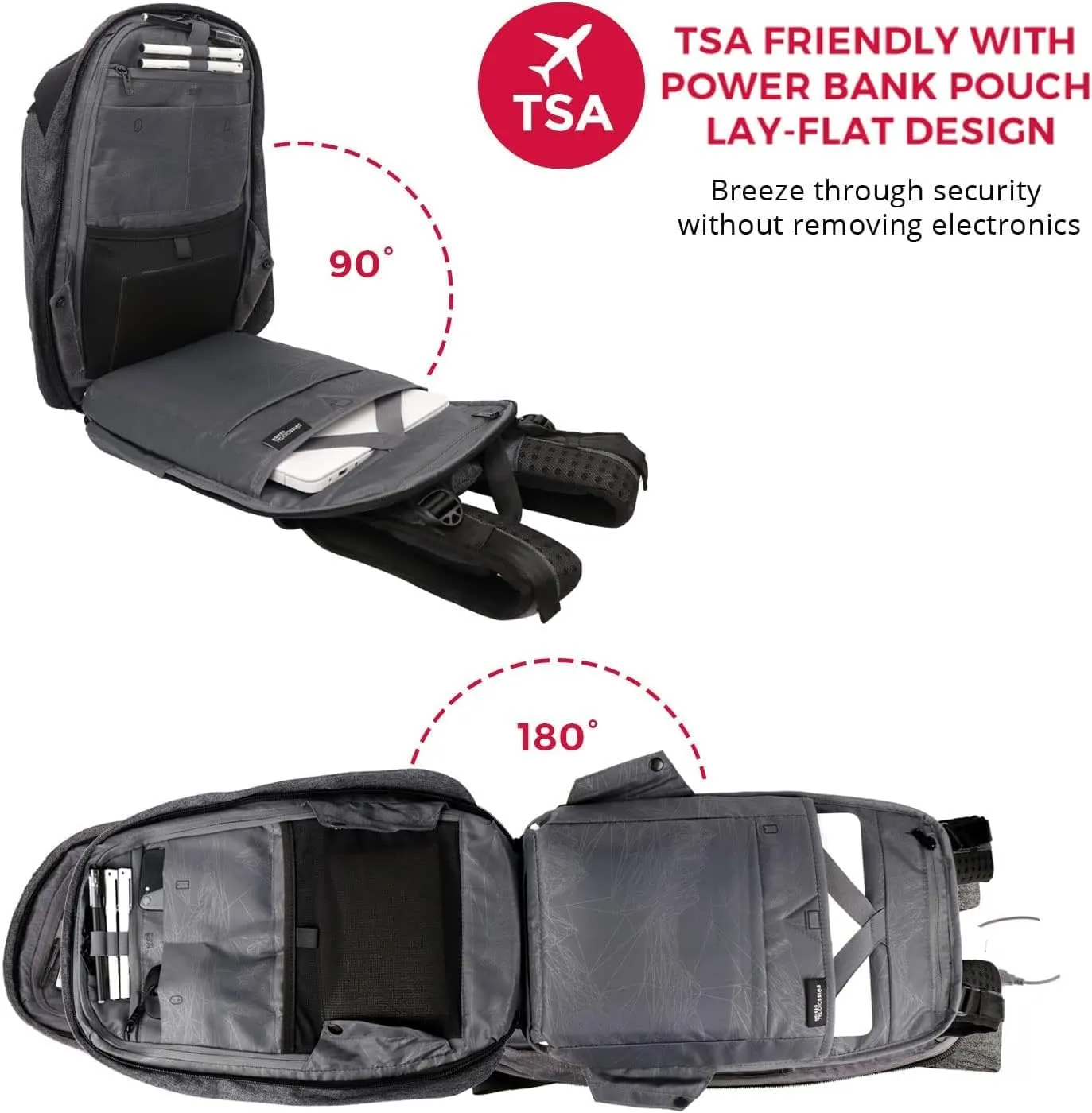 Swissdigital Design Large Laptop Backpack for Man, TSA-Friendly 15.6" Laptop Bag with USB Charging Port and Vibrating Massager,Suitable for Business/Travel/Commute Daily, Grey | COSMO 3.0