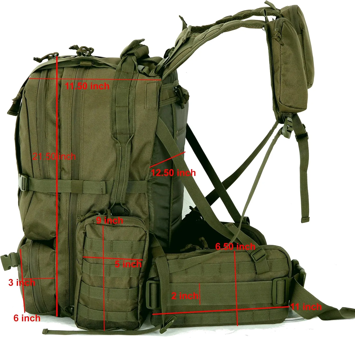 Tactical Assault Pack - Combat Rucksack - 17" Military MOLLE Backpack 27L - Olive Drab