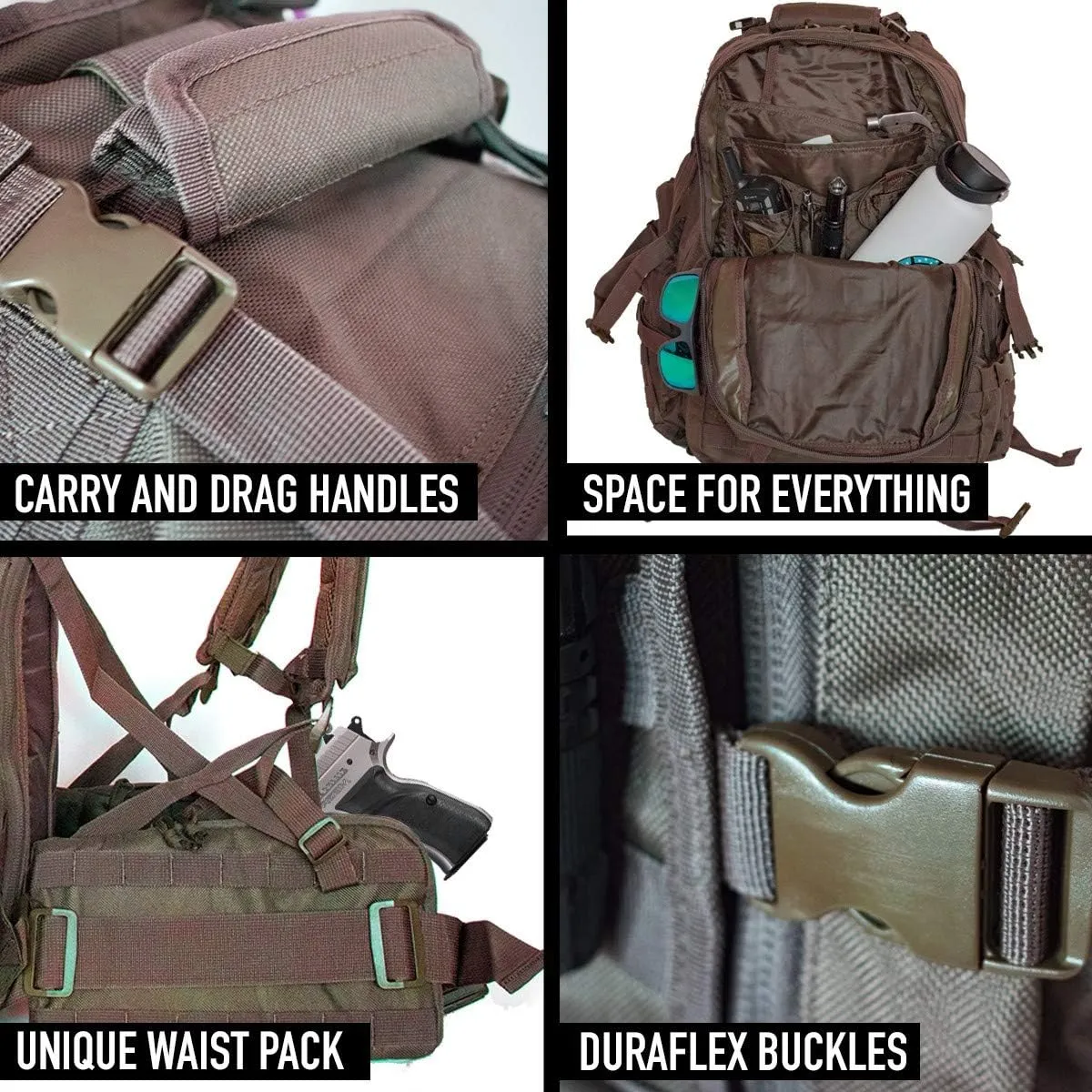 Tactical Assault Pack - Combat Rucksack - 17" Military MOLLE Backpack 27L - Olive Drab