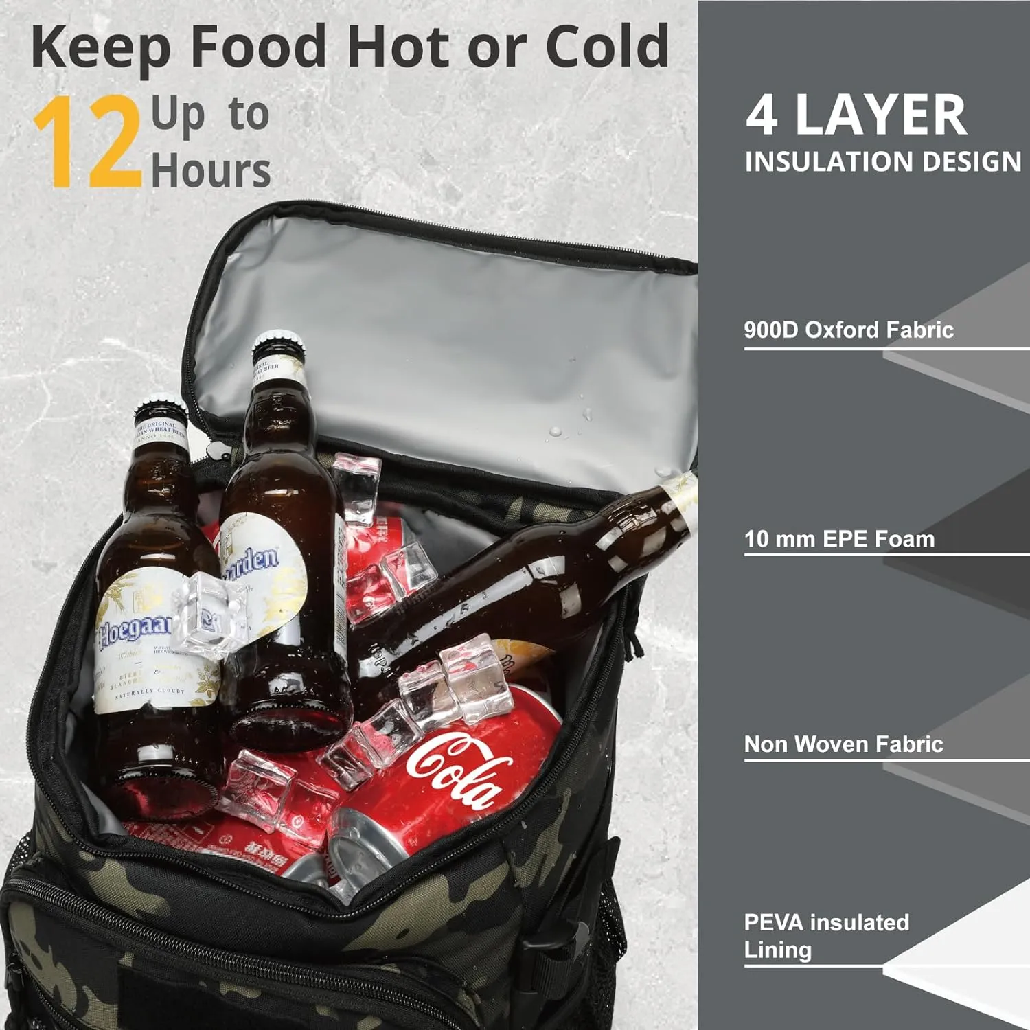 Tactical Backpack Cooler, 25L Cooler Backpack Insulated Leak-Proof, Heavy Duty Large Lunch Backpack, Waterproof Ice Chest Backpack for Men Women Adults Work Daytrip Camping Beach Hiking Accessories