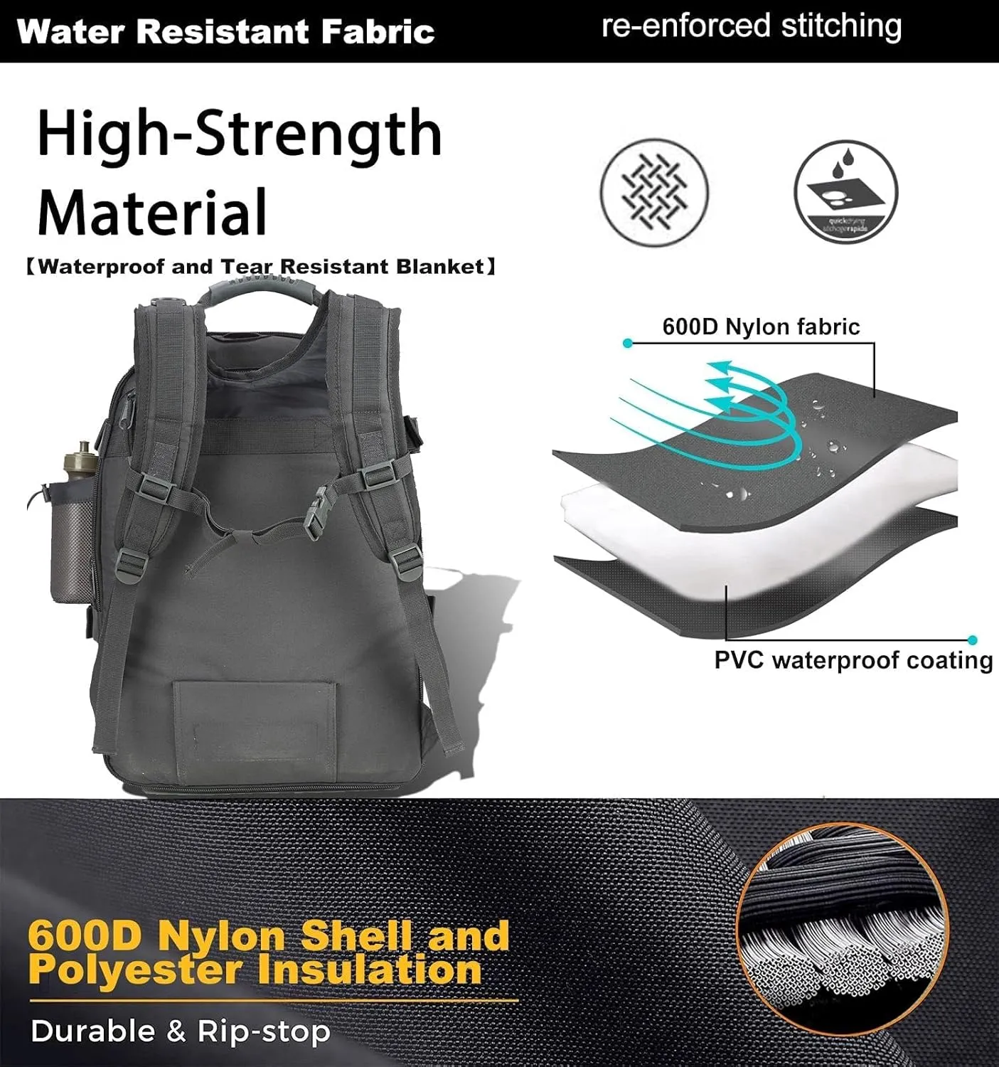 Tactical Backpack Military Army Daypack - Assault Pack for Men Molle Backpacks Bug Out Bag 3 Day Pack for Hiking Camping Travel Hunting Rucksack Trekking Grey