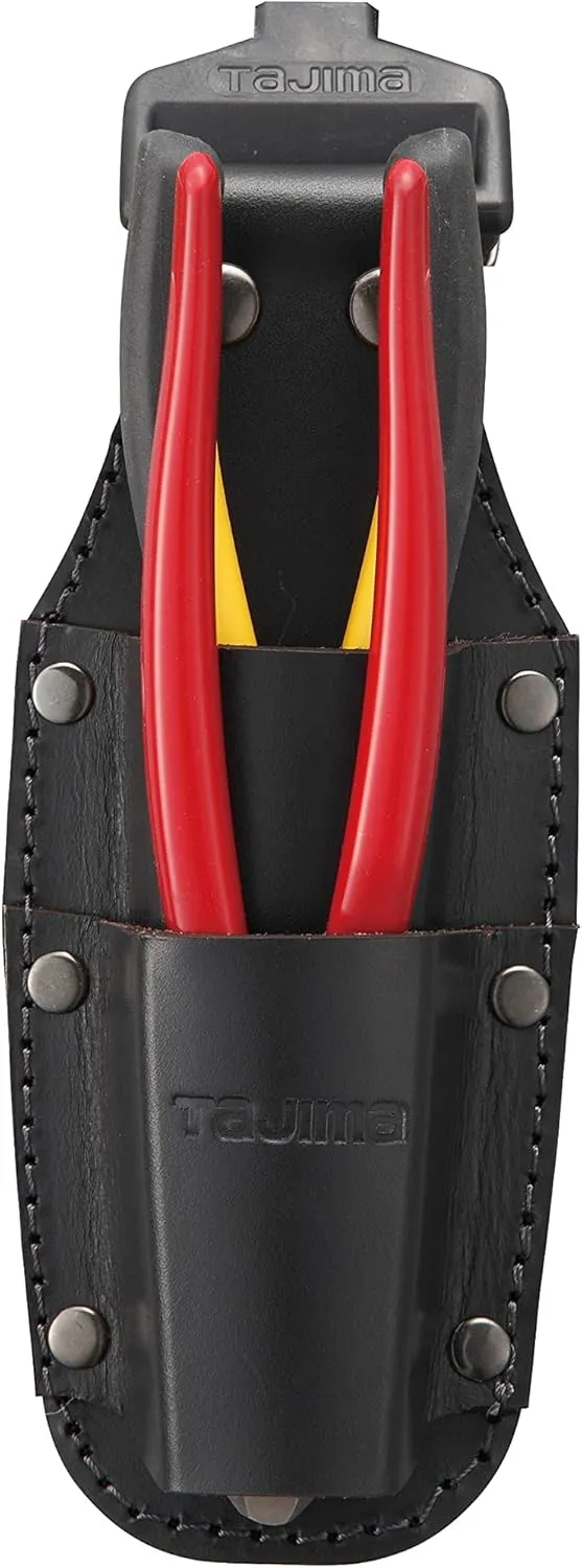 Tajima Safety System, Detachable Tool Holder, Genuine Leather, 2 Slots, Durable and Supple, Leather (Cow Leather), Black, Easy to Put on and Take Off, Can Be Attached to a Belt Later,