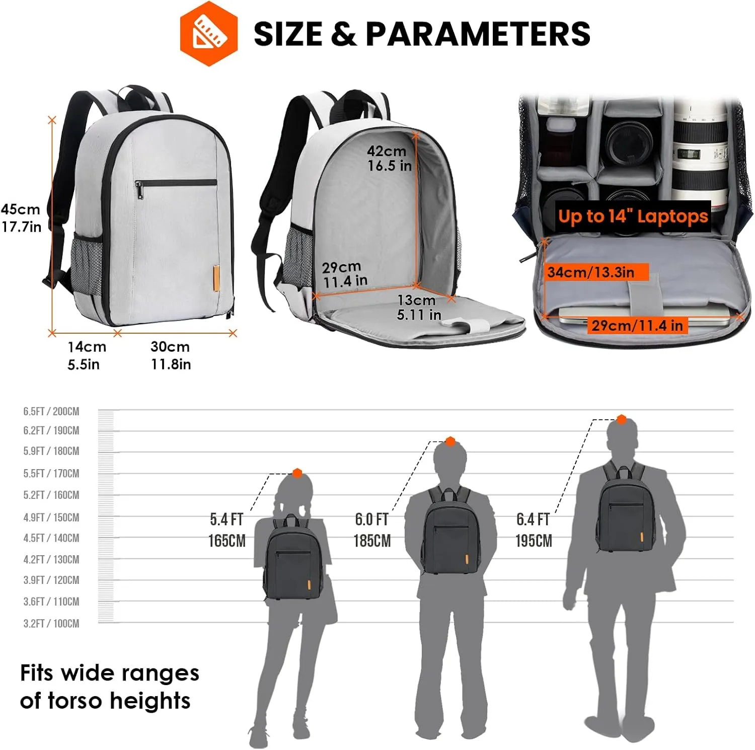 TARION Camera Backpack Bag for Photographers: DSLR Camera Bag with Laptop Compartment Waterproof Raincover Travel Photo Backpack Bag Case Gray TB-M