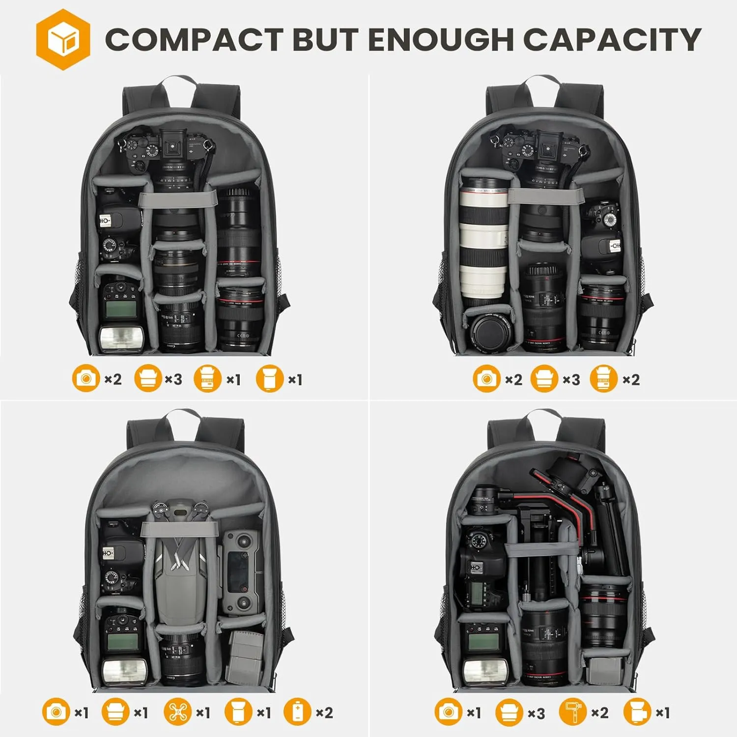 TARION Camera Bag DSLR Camera Backpack with Waterproof Raincover Laptop Compartment Photography Backpack Case Photo Bag for Women Men Photographers DSLR SLR Mirrorless Camera Lens Tripod Black TB-M