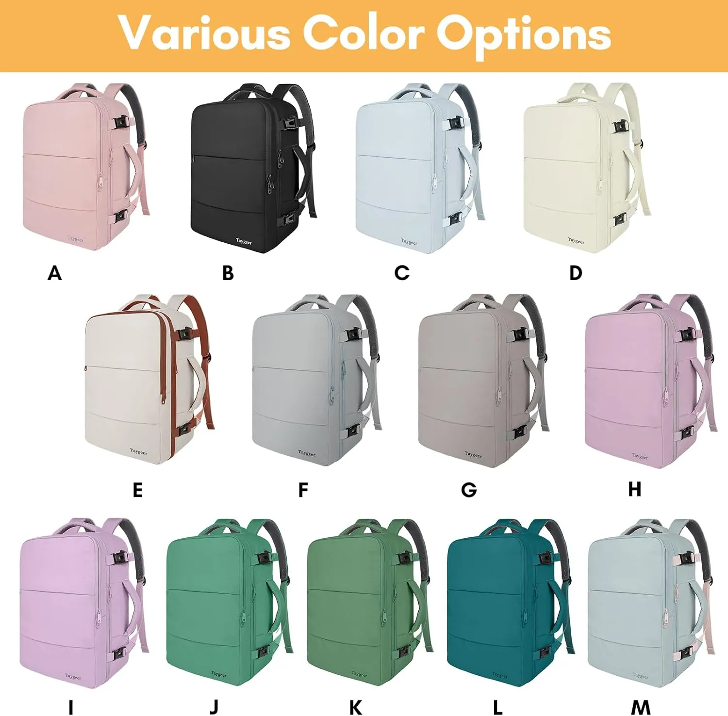 Taygeer Backpack for Women, College Backpack with Laptop Compartment & Shoe Pouch, 40l Travel Laptop Mochila Carry On Luggage, Airline Approved Personal Item Bag for Weekender Gym Hiking, Khaki White