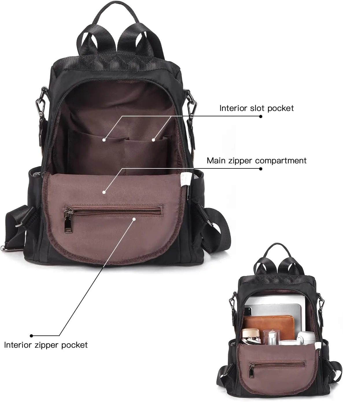 Telena Backpack Purse for Women, PU Leather Anti Theft Travel Purse Shoulder Bags with Tassel