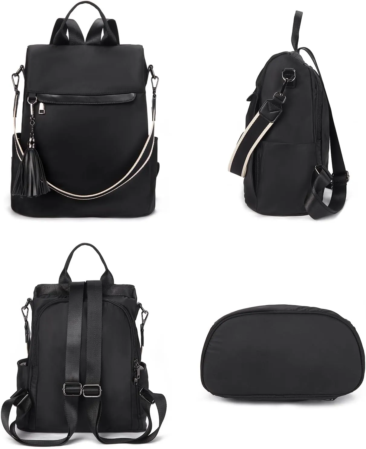 Telena Backpack Purse for Women, PU Leather Anti Theft Travel Purse Shoulder Bags with Tassel