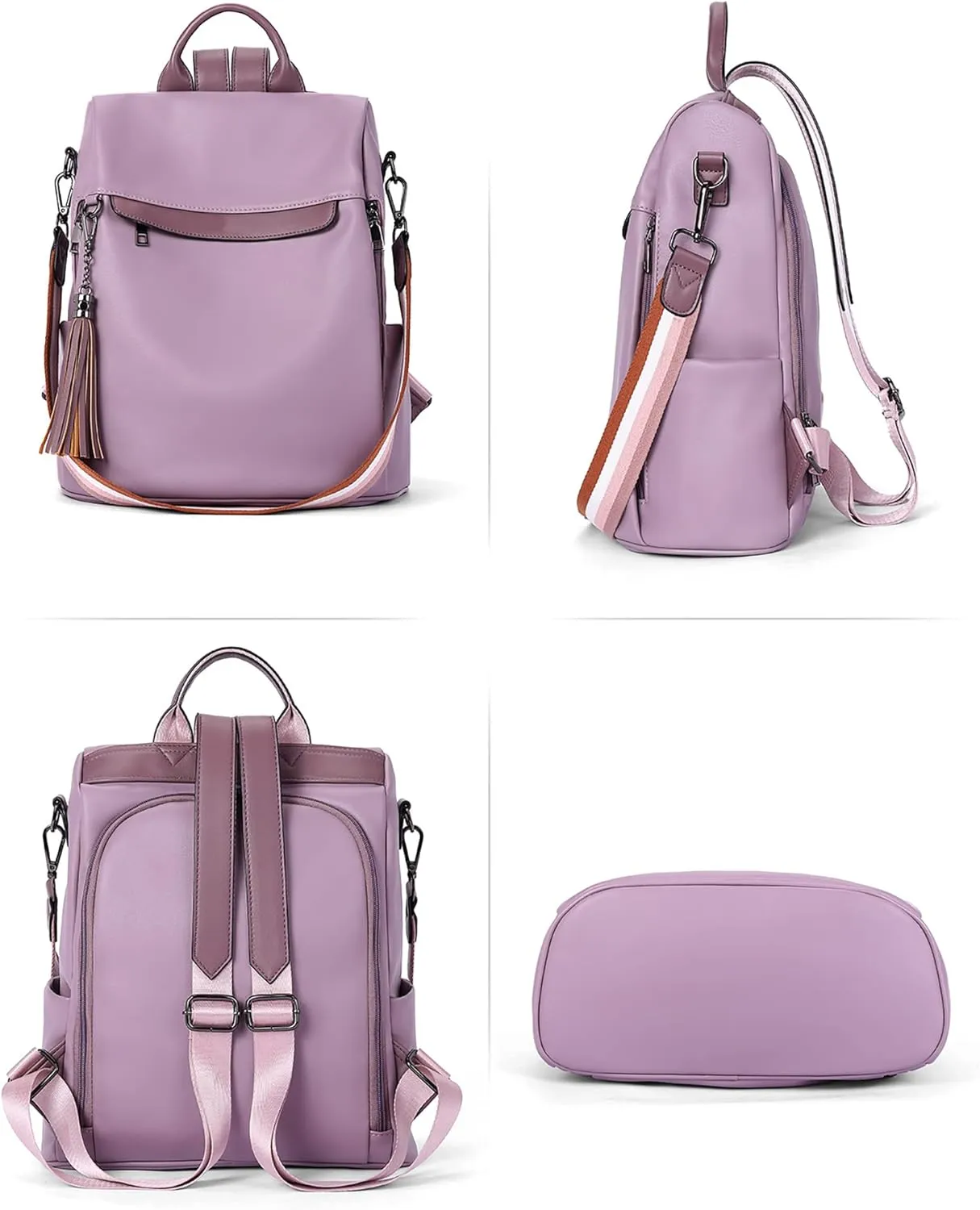 Telena Backpack Purse for Women, PU Leather Anti Theft Travel Purse Shoulder Bags with Tassel