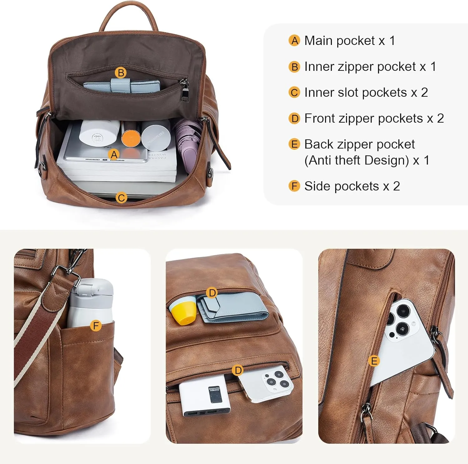 Telena Womens Backpack Purse Vegan Leather Large Travel College Shoulder Bag with Tassel