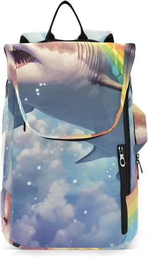 Tennis Bag Tennis Backpack for Women Men, Tennis Bag Holds 2 Rackets, Pickleball Paddles Balls, Badminton Squash, Shark Cloud Rainbow (1)