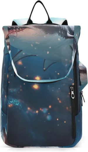 Tennis Bag Tennis Backpack for Women Men, Tennis Bag Holds 2 Rackets, Pickleball Paddles Balls, Badminton Squash, Shark Under The Stars (1)