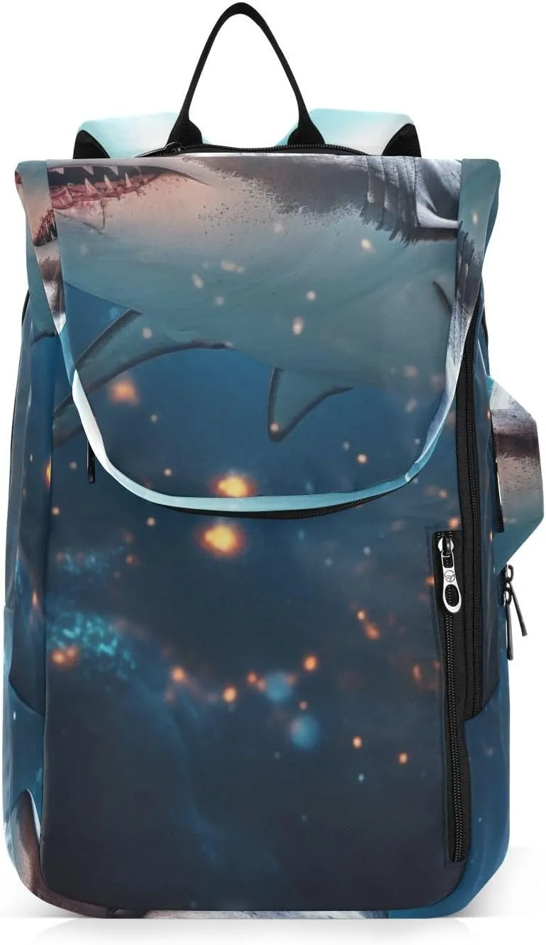 Tennis Bag Tennis Backpack for Women Men, Tennis Bag Holds 2 Rackets, Pickleball Paddles Balls, Badminton Squash, Shark Under The Stars (1)