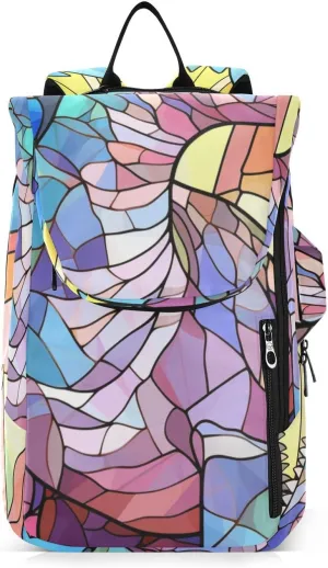 Tennis Bag Tennis Backpack for Women Men, Tennis Bag Holds 2 Rackets, Pickleball Paddles Balls, Badminton Squash, Stained Glass Dinosaur (10)