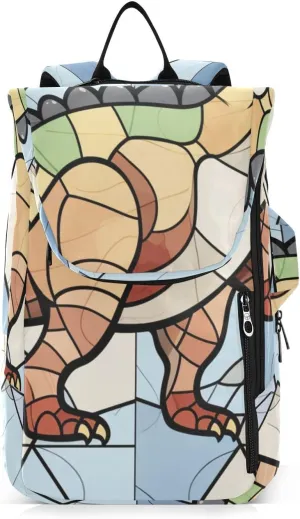 Tennis Bag Tennis Backpack for Women Men, Tennis Bag Holds 2 Rackets, Pickleball Paddles Balls, Badminton Squash, Stained Glass Dinosaur (11)