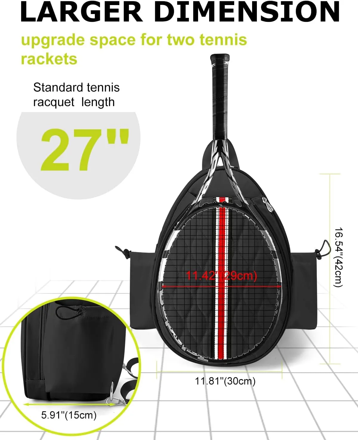 Tennis Bags Holds 2 Rackets for Women & Men, Tennis Backpack Crossbody & Shoulder Racket Bag, Insulated Pocket, Pickleball Bags for Women, Men and Youth