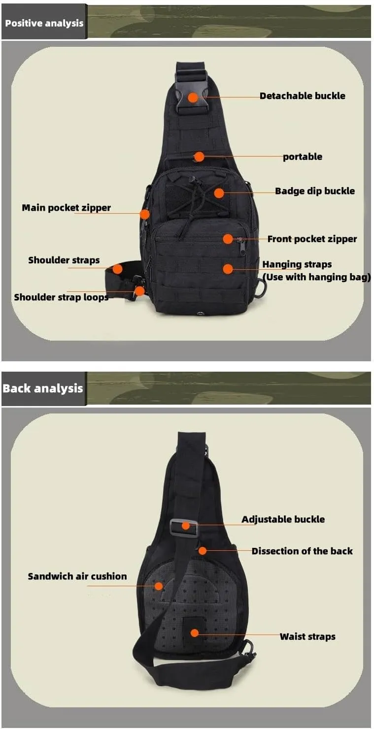 The Latest Men's Crossbody Bag Chest Bag Oxford Bag Shoulder Bag Korean Version Small Backpack Casual Waist Bag (Army green)