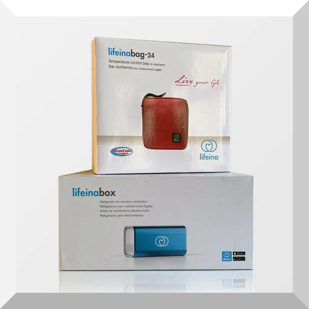 The Lifeina Kit for Traveling with Growth Hormones. Transport Your Medication on Planes, Trains, and Cars. Includes The LifeinaBox Portable Insulin Fridge and LifeinaBag24 Isothermal Bag.