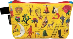 The Unemployed Philosophers Guild Lotería Bag - With Iconic Illustrations, 9" Canvas Zipper Pouch for Pencils, Tools, Cosmetics, Toiletries and More