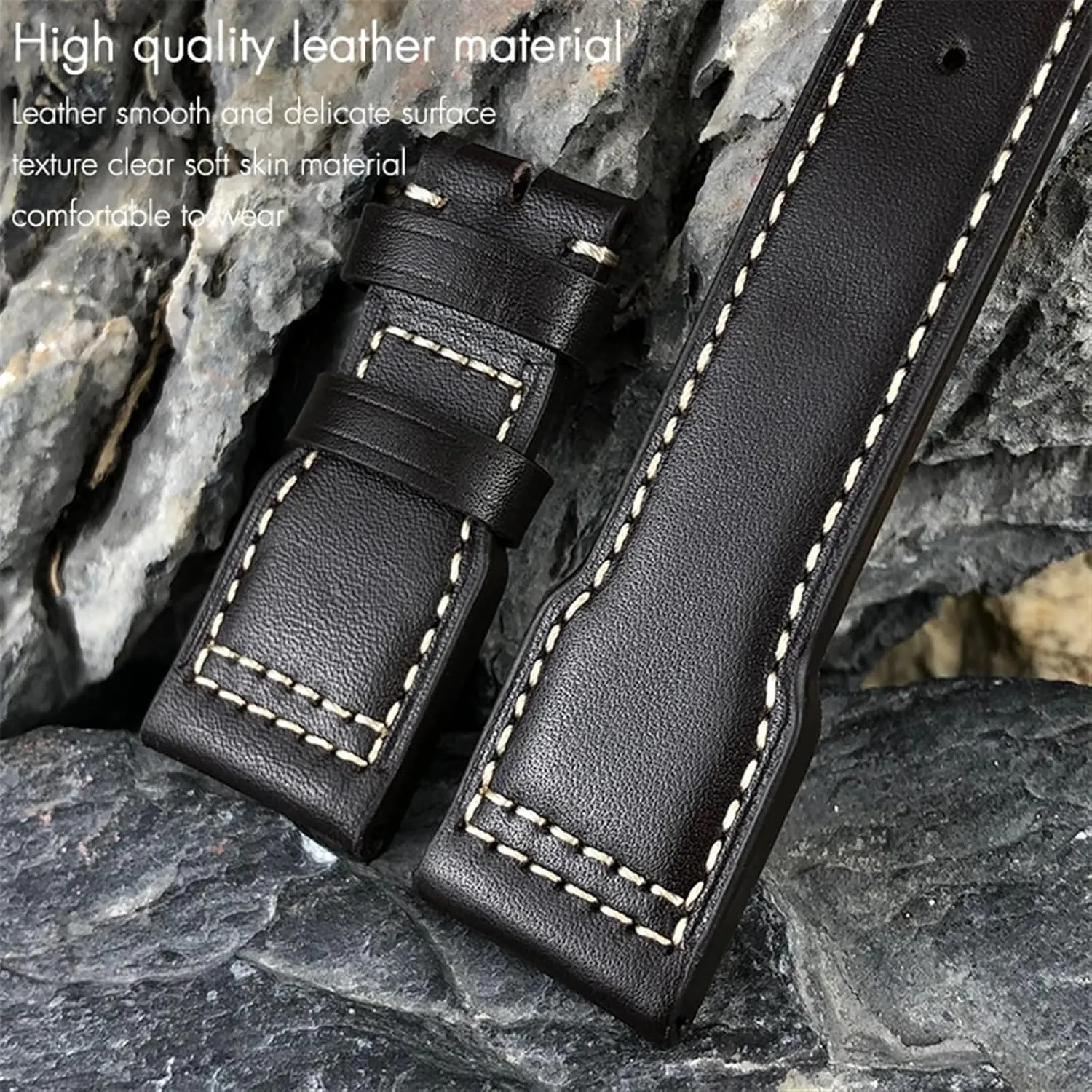 Thick Real Leather Calfskin Watchband 20mm 21mm 22mm For IWC Big PILOT Spitfire IW5009 IW3777 Rivets Cowhide Watch Strap Tool
