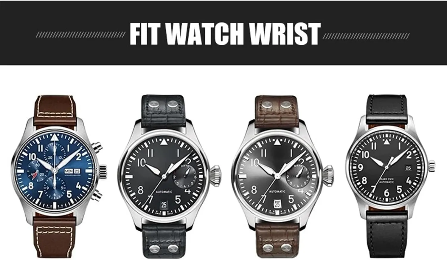 Thick Real Leather Calfskin Watchband 20mm 21mm 22mm For IWC Big PILOT Spitfire IW5009 IW3777 Rivets Cowhide Watch Strap Tool