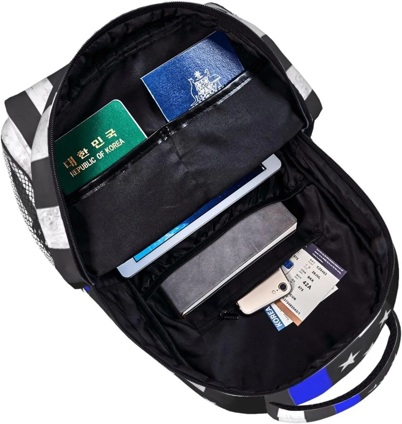 Thin Blue Line American Flag Backpack Casual Laptop Backpack Double Shoulder Bag Lightweight Backpack For Women Men Travel